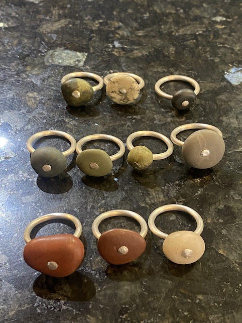 Anna Claire jewellery | Stone Riveted Rings | McATamney Gallery and Design store | Geraldine NZ